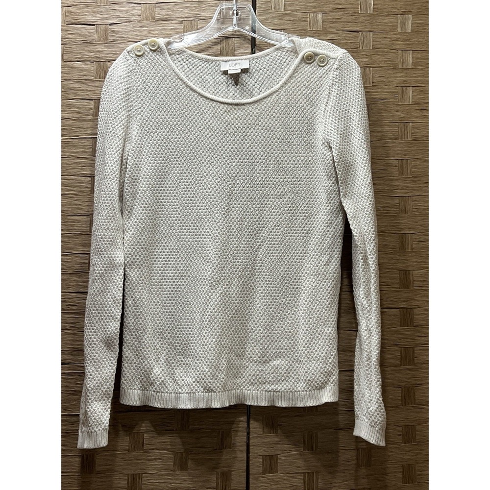 Ann Taylor Loft Lightweight LS Cotton Sweater Boatneck Sz XS Very Good Condition